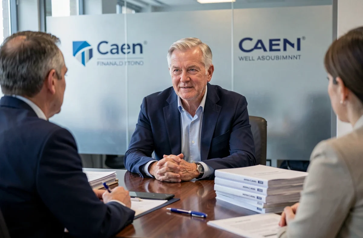 Consultant senior de CAFPI Caen en réunion avec des clients pour un dossier de prêt immobilier