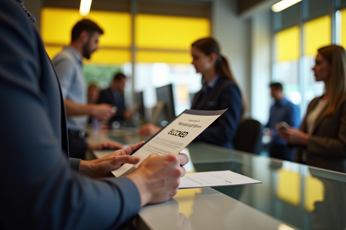 Clients attendant au comptoir dans une agence Western Union
