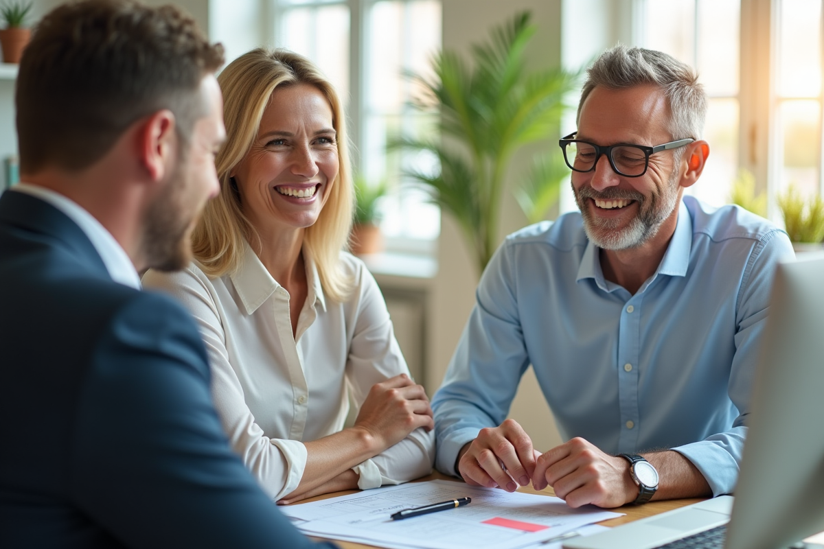 Conseiller financier expliquant la retraite à un couple