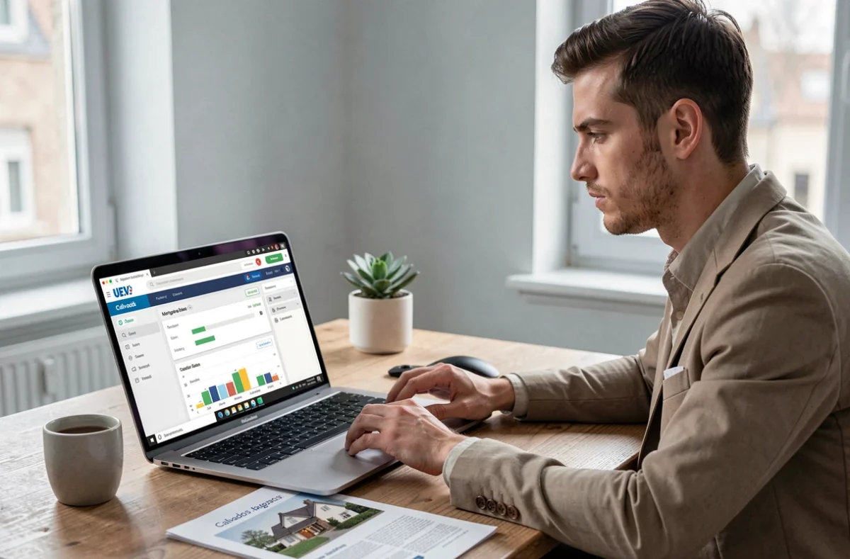 Utilisateur du Calvados souscrivant un prêt immobilier en ligne via Cyberprêt depuis son domicile à Caen