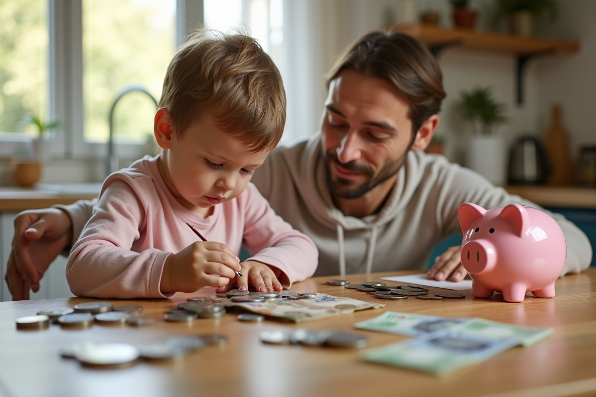 Enfant et parent organisant de l
