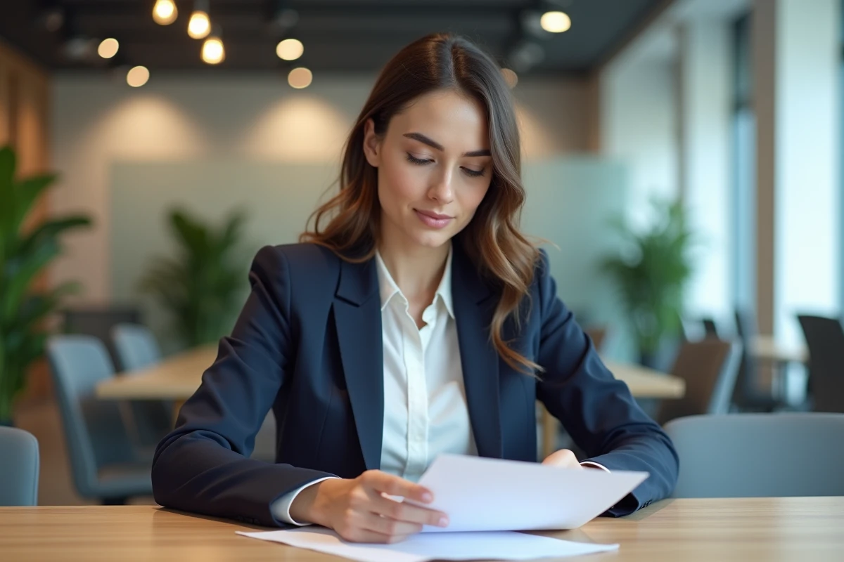 Femme d'affaires en banque dans un bureau moderne