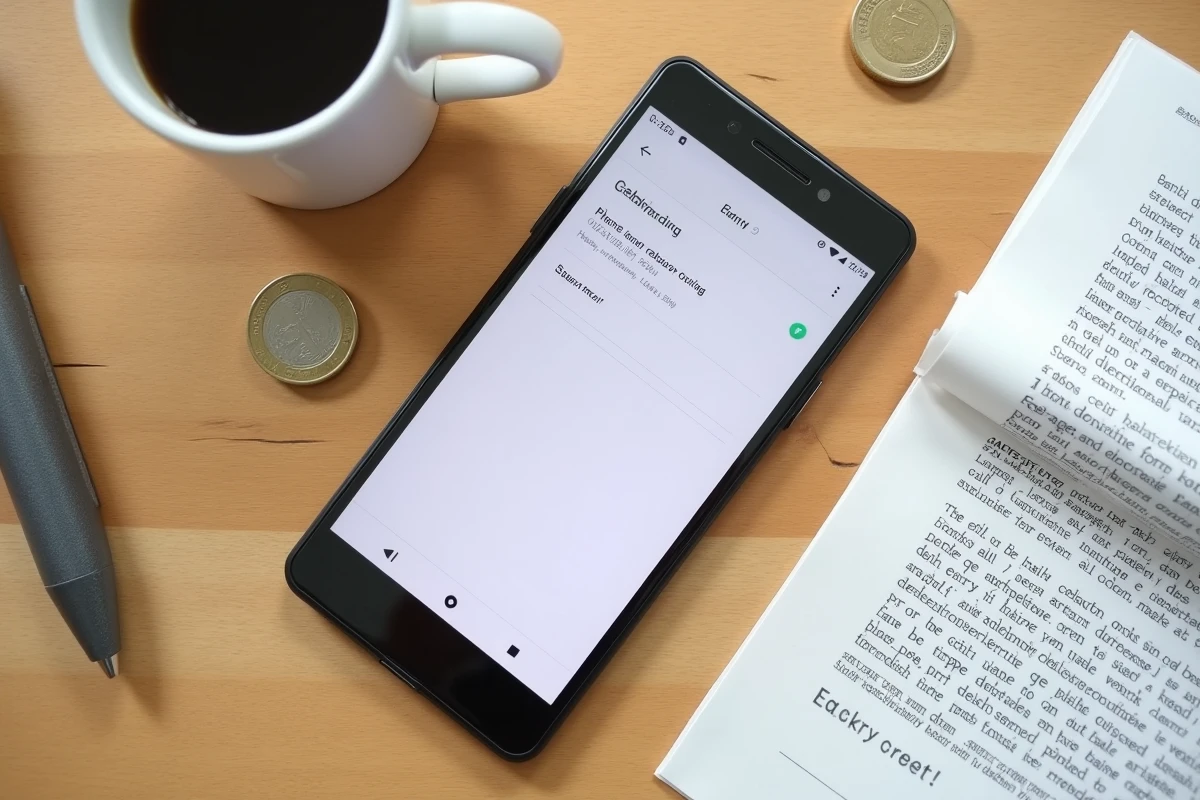 Vue de dessus d'un smartphone affichant une notification de virement Nickel posé sur un bureau avec des pièces et un relevé bancaire