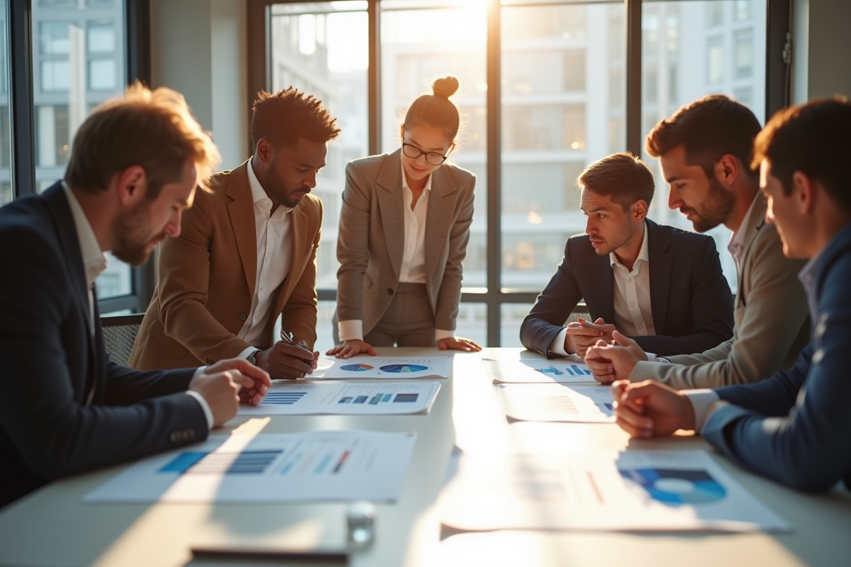 Groupe de personnes discutant d'un plan d'autonomie en réunion