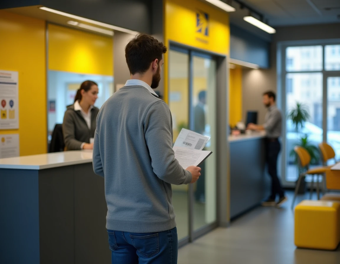 Client au guichet d'un bureau de La Poste pour contacter le Centre financier de la Source 45900 Orléans
