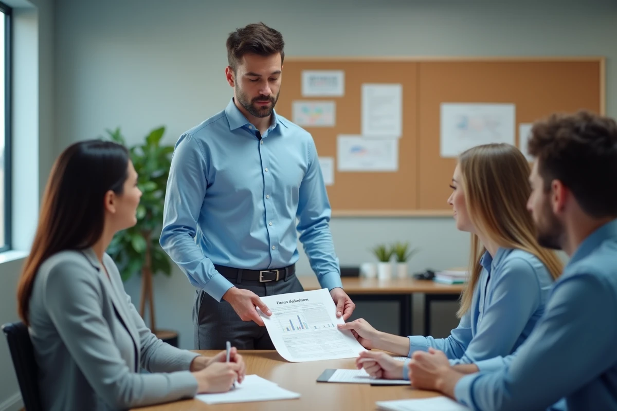 Jeune homme expliquant un graphique lors d