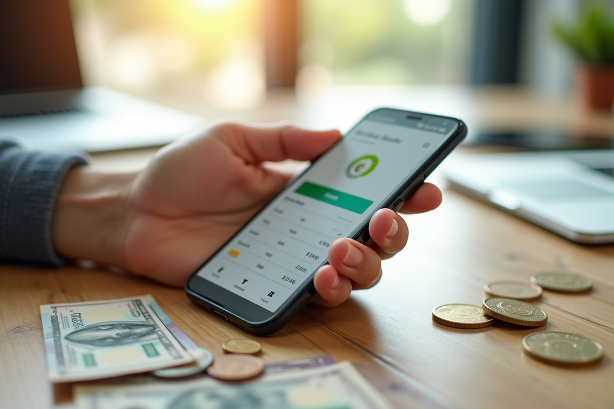 Main tenant un smartphone affichant une application de cashback