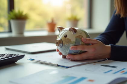 Personne tenant un portefeuille rempli de billets d euro au bureau