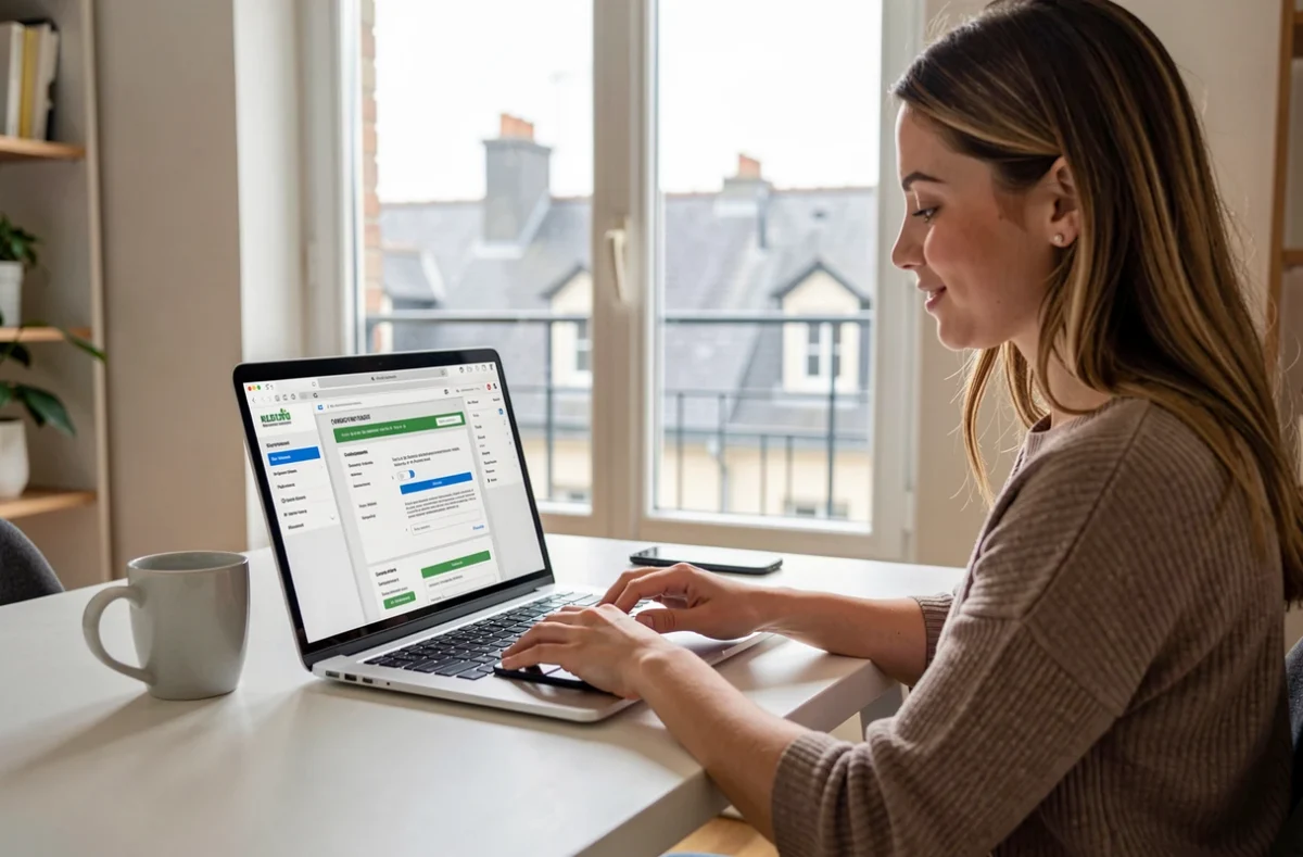 Jeune femme du Calvados souscrivant un prêt immobilier en ligne via la plateforme digitale Pretto