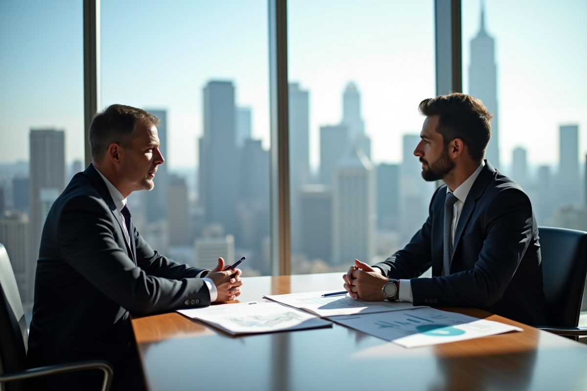 Investisseur confiant rencontrant un conseiller financier