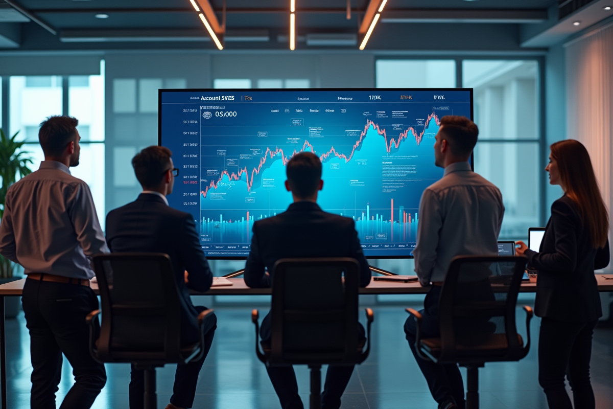 Groupe de professionnels discutant stratégies financières